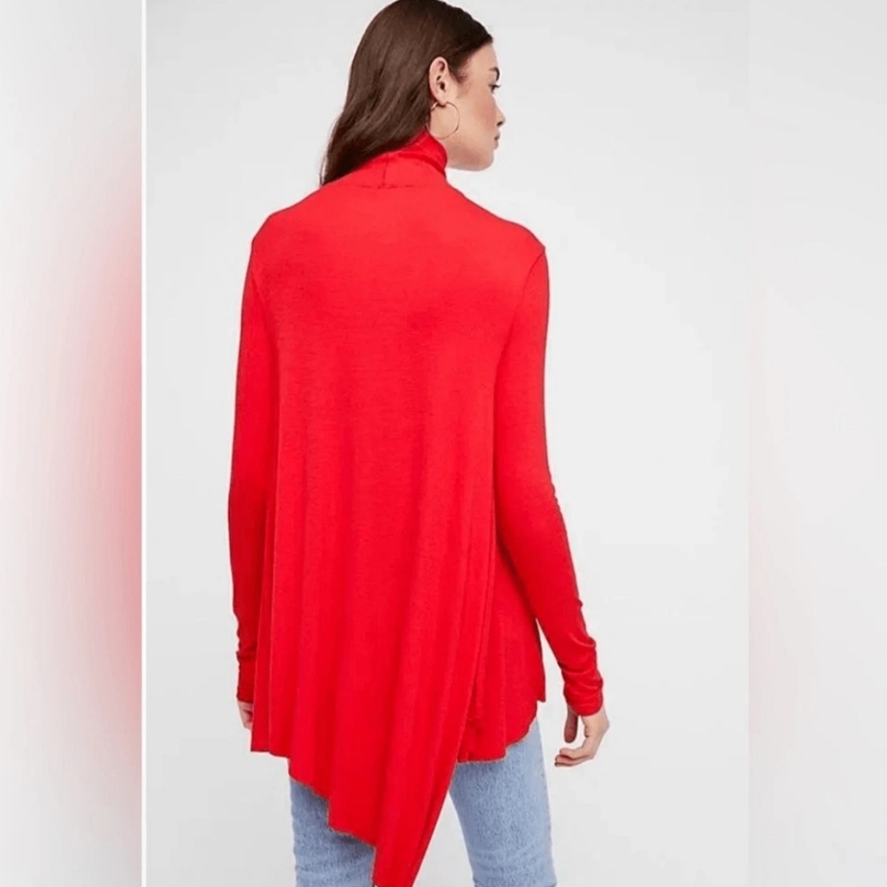 Free People Uptown Turtleneck Brilliant Red Tunic Top Size Small MSRP $78 - Picture 5 of 9